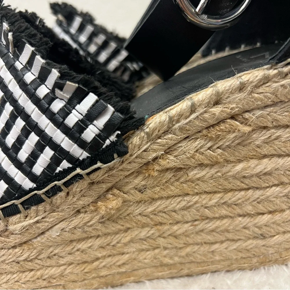 Marc Fisher LTD Andrew espadrille platform wedge sandals black and white
